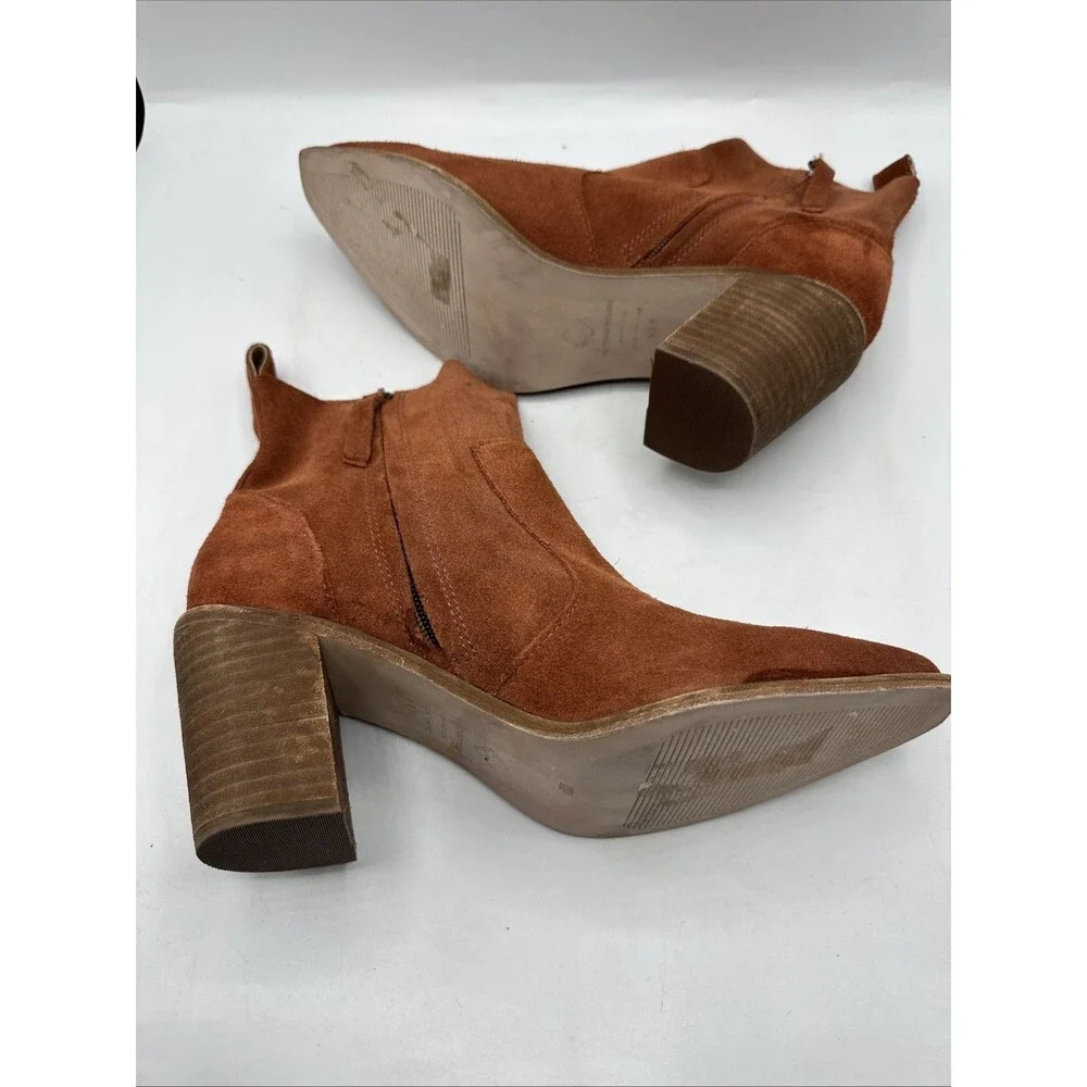 NEW Antonio Melani Red Brown‎ Bishop Suede Boots Women's Size 9.5 M
